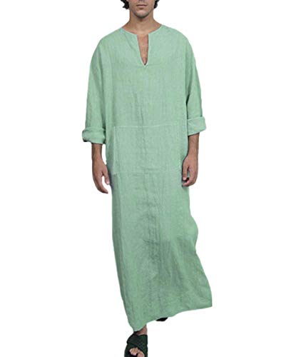 Meditation Robe - Men's Casual Linen Robe Long Sleeve V-Neck - Good for Zen and Meditation - Personal Hour 