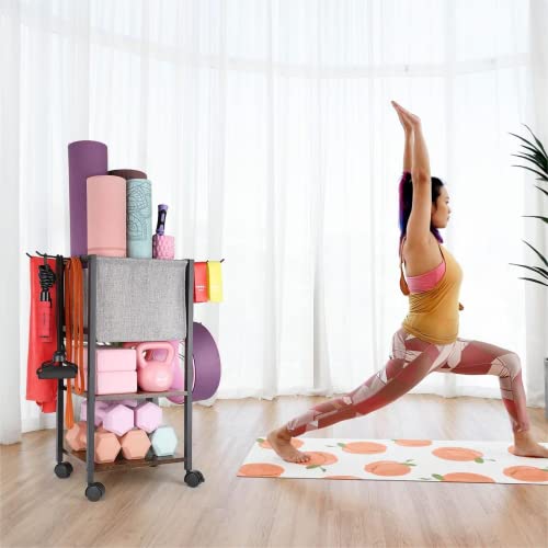 Yoga Mat Storage Rack Home Gym Equipment Pilates Storage Organizer - Yoga Mat Holder for Yoga Block - Personal Hour for Yoga and Meditations 