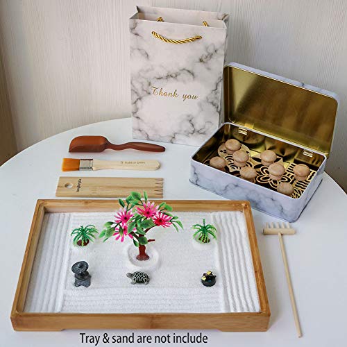 Zen Garden for Desk, Sand Tray Therapy Kit - Zen Gift Set in