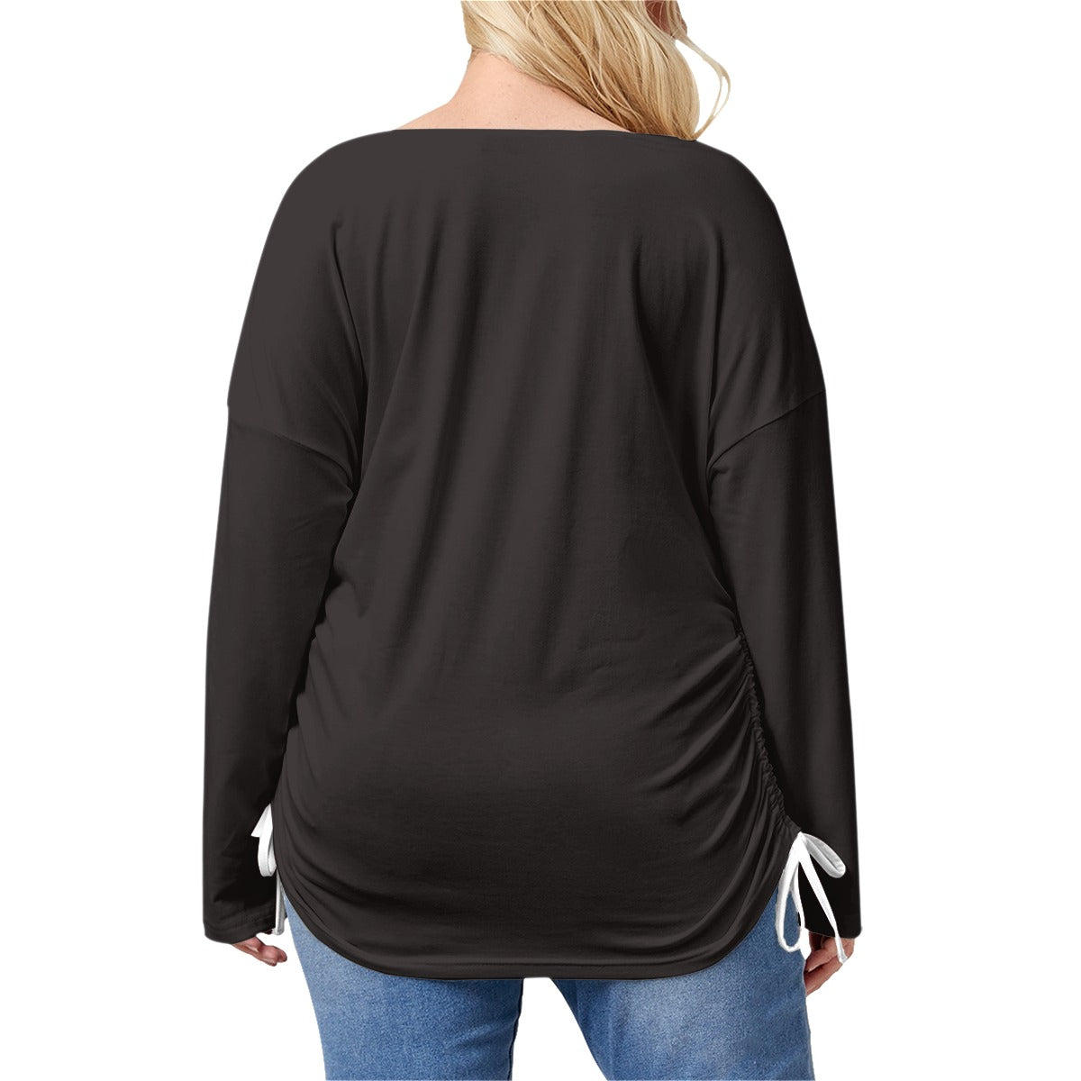 Plus size Yoga Top - Women’s V-neck ZenT-shirt With Side Drawstring - Personal Hour 