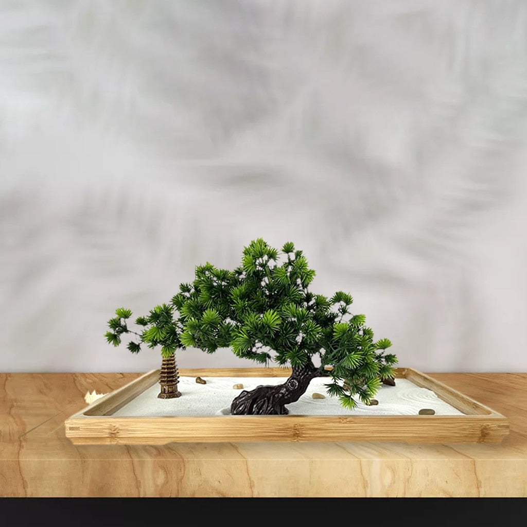 Japanese Zen Garden for Desk - Zen Garden Sand Kit, Artificial Bonsai Tree,  Rakes & Accessories - Japanese Decor Office Home Desktop Relaxation