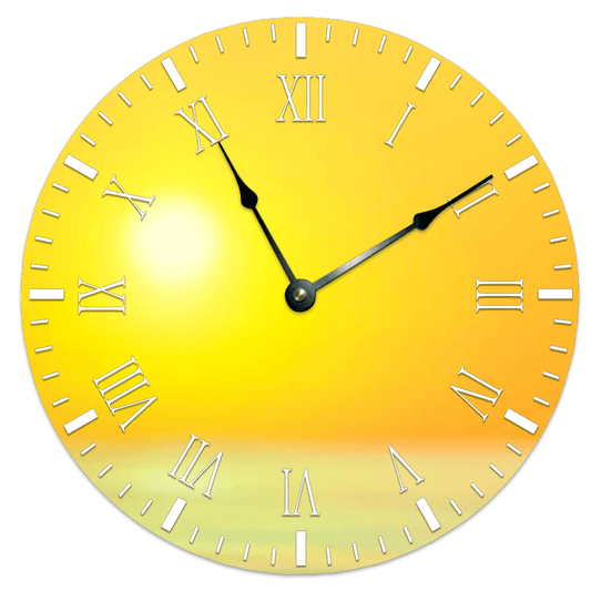 [Made in USA] 12" Sunset Round Non-ticking Wooden Wall Clock - Personal Hour for Yoga and Meditations 