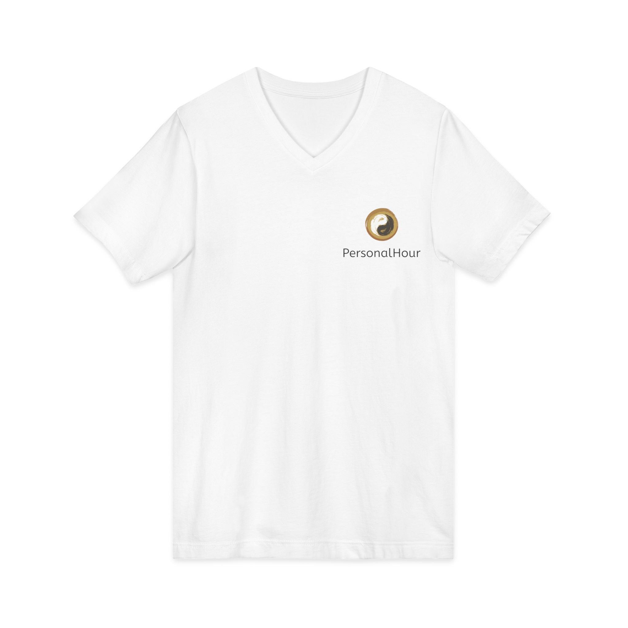 PersonalHour Logo V-Neck Tee — Minimalist Branded White T-Shirt