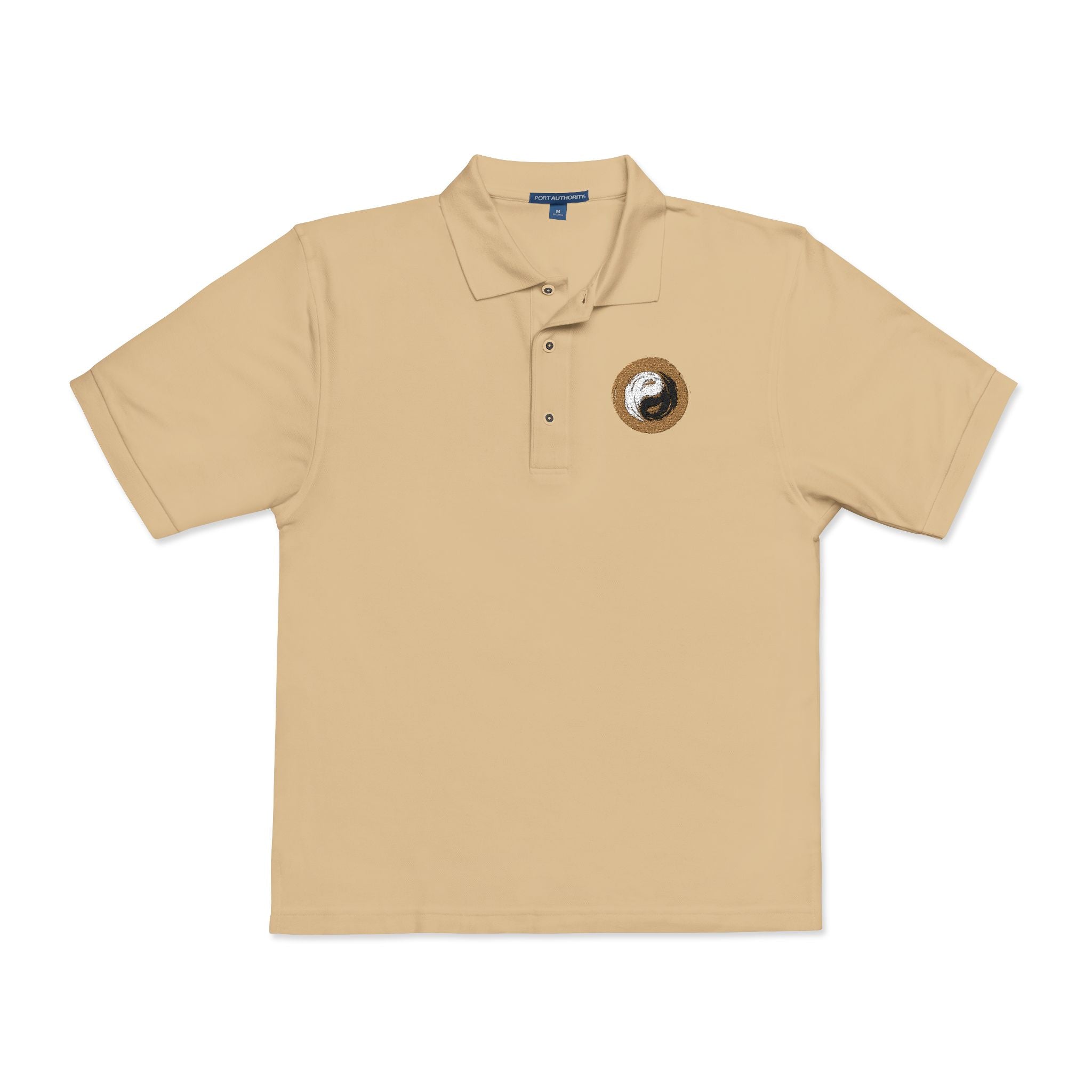 Embroidered PersonalHour  Yin Yang  Polo — Beige Classic Collared Shirt
