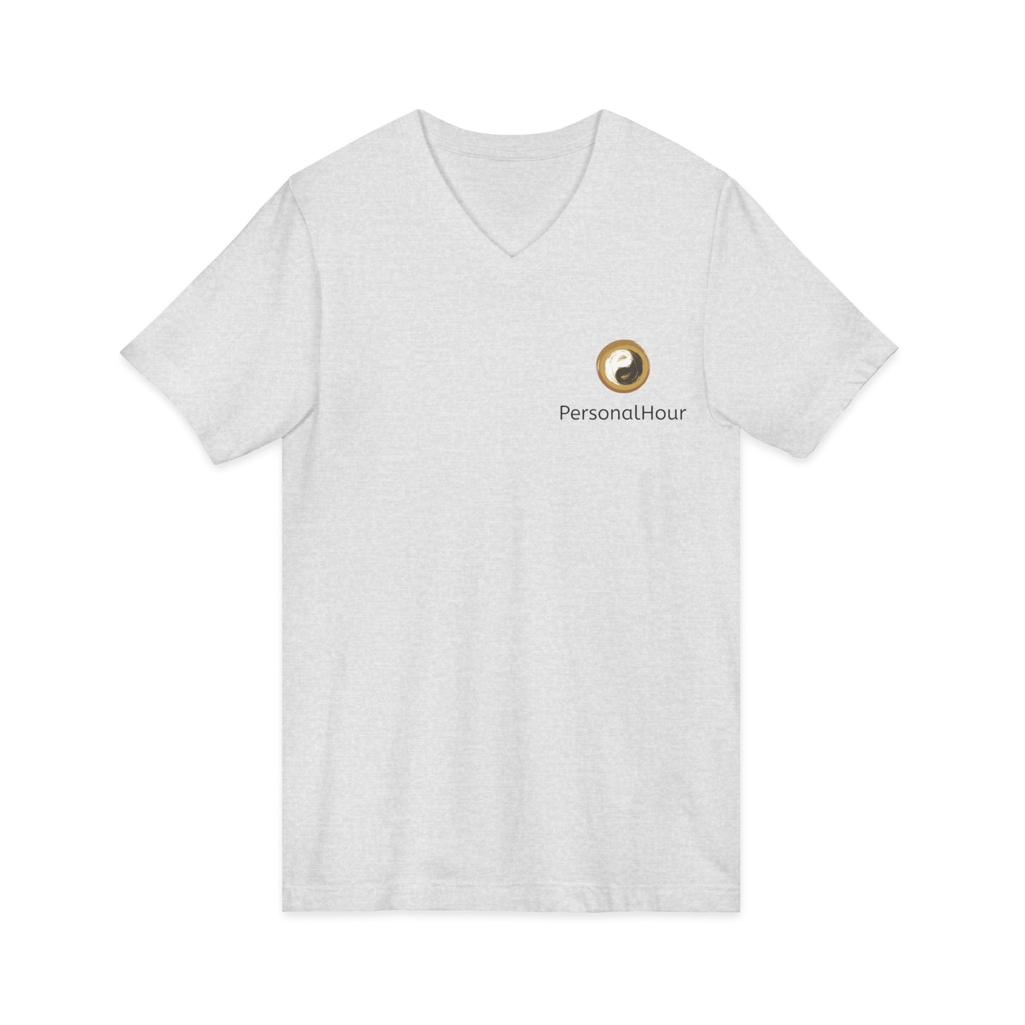 PersonalHour Logo V-Neck Tee — Minimalist Branded White T-Shirt
