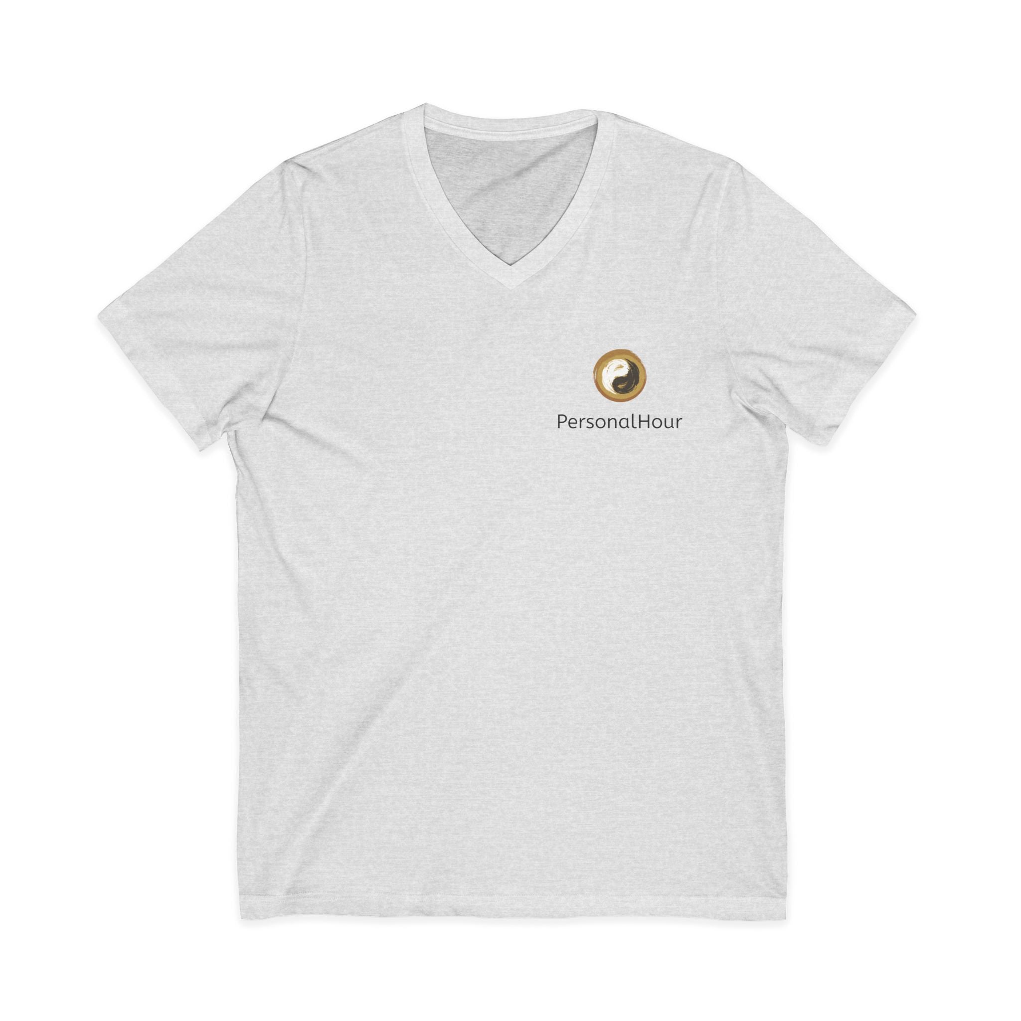 PersonalHour Logo V-Neck Tee — Minimalist Branded White T-Shirt