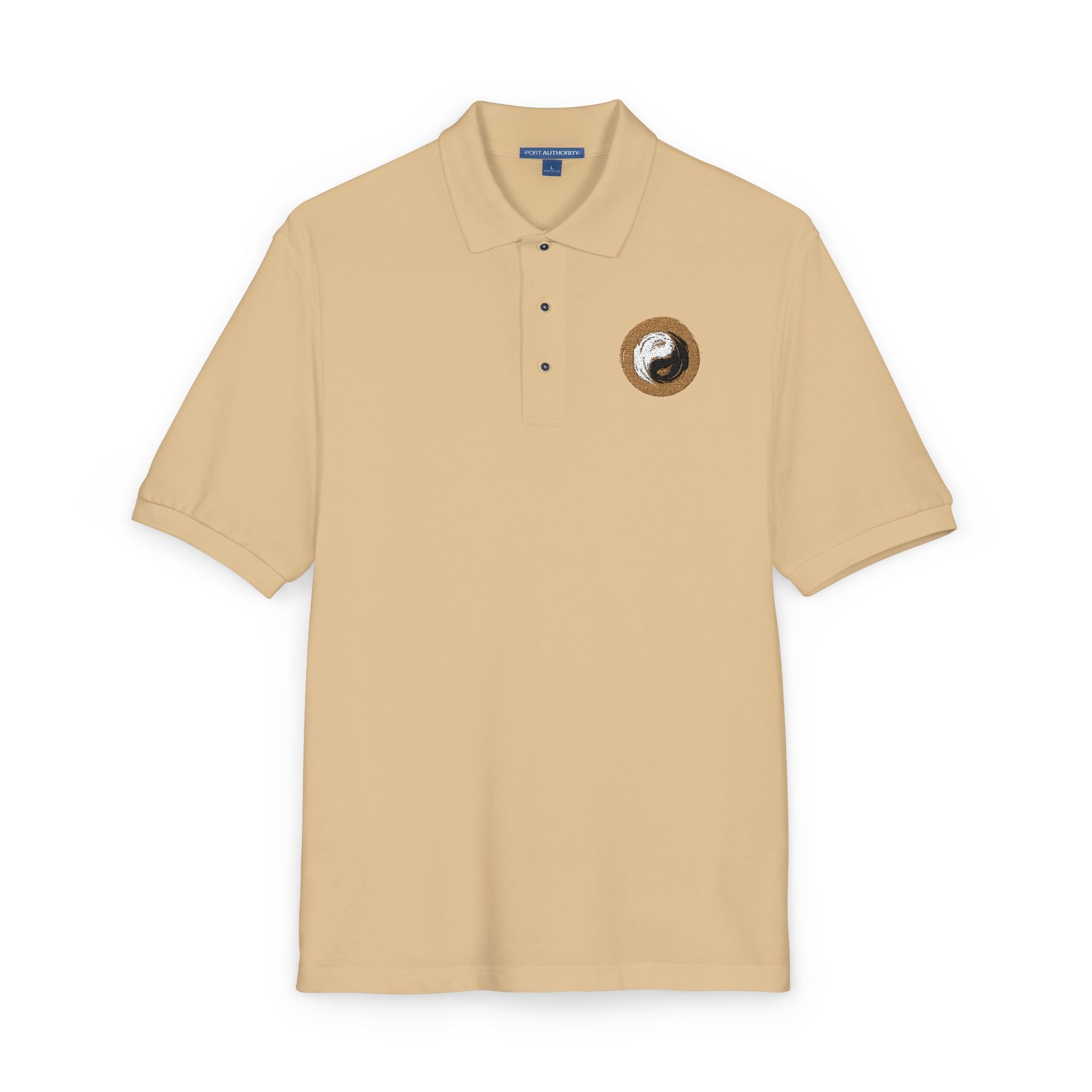 Embroidered PersonalHour  Yin Yang  Polo — Beige Classic Collared Shirt