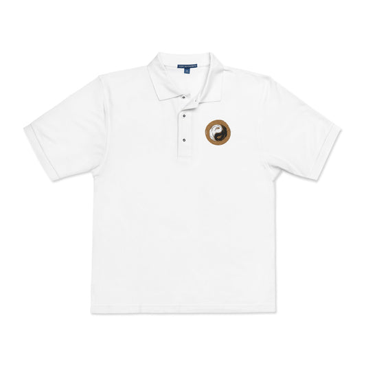 Embroidered PersonalHour  Yin Yang  Polo — Beige Classic Collared Shirt