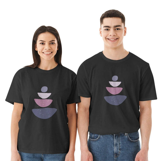 Couple's Crew Neck Cotton Jersey Yoga T-Shirt - Zen Style - Personal Hour for Yoga and Meditations