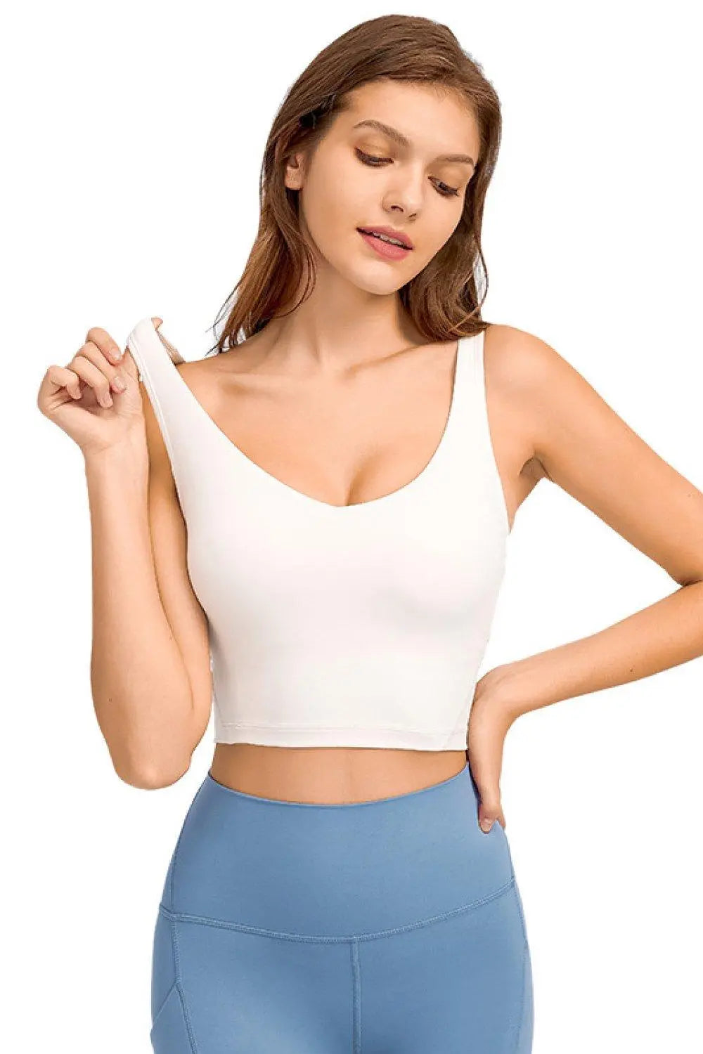 Deep V-Neck Crop Sports and Yoga Bra - Personal Hour for Yoga and Meditations