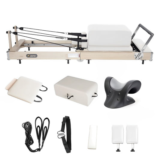 The Janet 2.0 - Wood Foldable Pilates Reformer for Home Studio - Personal Hour for Yoga and Meditations 