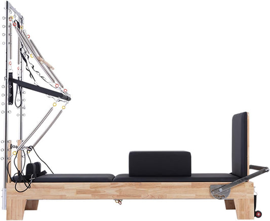 Nano Pro Half Trapeze - Studio Pilates Reformer with Tower - Oak Wood - Personal Hour for Yoga and Meditations