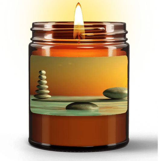 Natural Wax Candle in Amber Jar (9oz) - Personal Hour for Yoga and Meditations