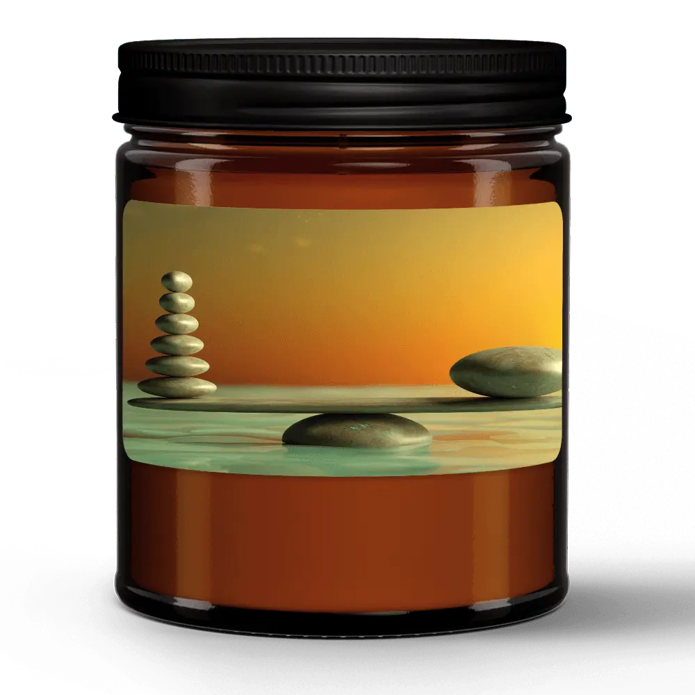 Natural Wax Candle in Amber Jar (9oz) - Personal Hour for Yoga and Meditations