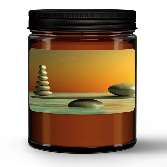 Natural Wax Candle in Amber Jar (9oz) - Personal Hour for Yoga and Meditations