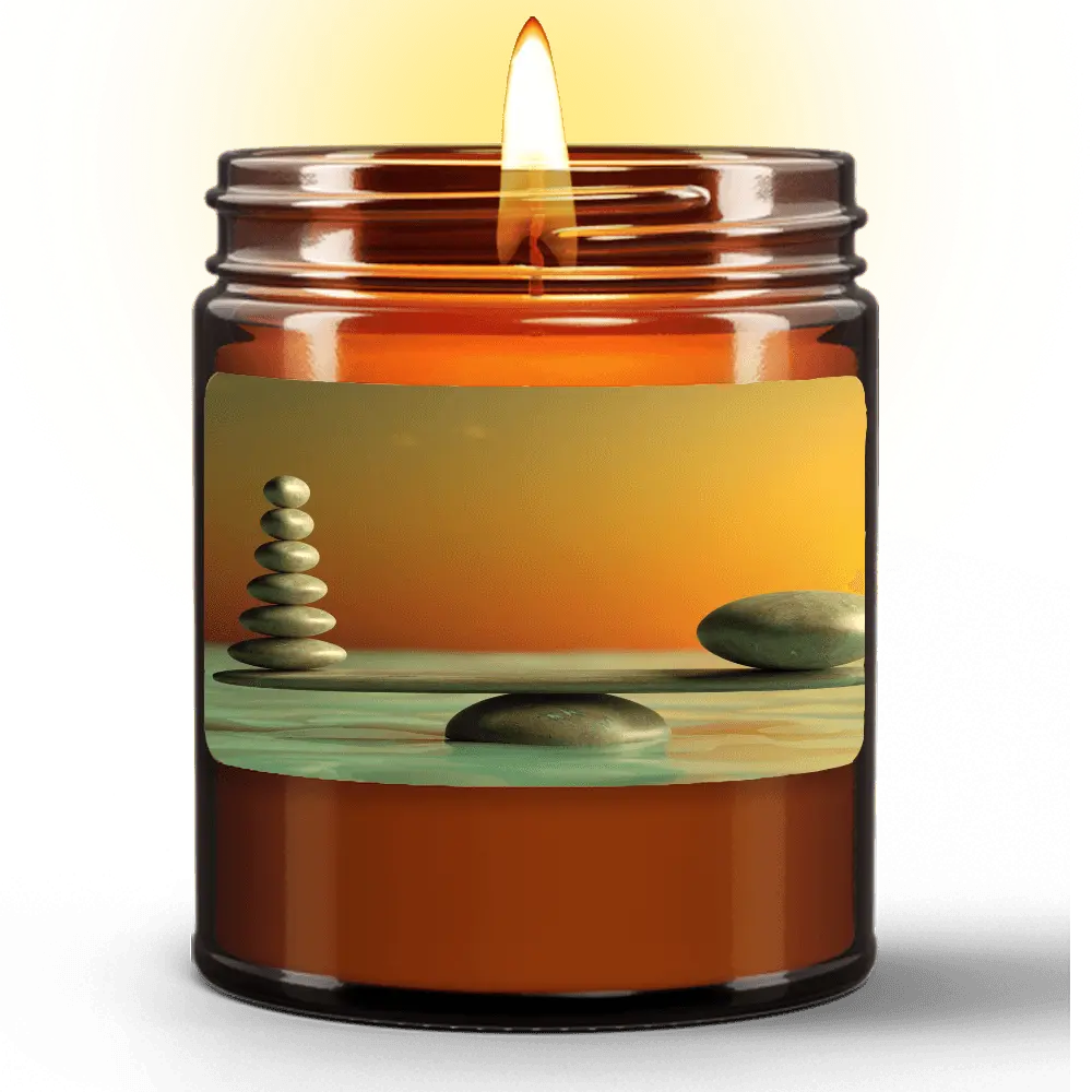 Natural Wax Candle in Amber Jar (9oz) - Personal Hour for Yoga and Meditations