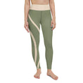 Load image into Gallery viewer, Stretchy Yoga Leggings with Pocket - Green and Champaign - Personal Hour for Yoga and Meditations
