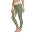 Load image into Gallery viewer, Stretchy Yoga Leggings with Pocket - Green and Champaign - Personal Hour for Yoga and Meditations
