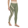 Load image into Gallery viewer, Stretchy Yoga Leggings with Pocket - Green and Champaign - Personal Hour for Yoga and Meditations
