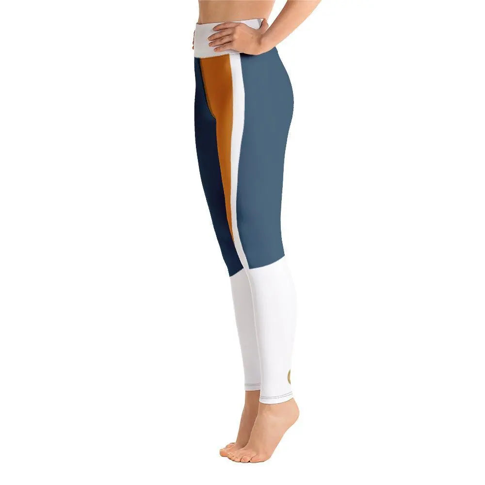 Super soft and stretchy Yoga Leggings - Orange and Blue - Personal Hour for Yoga and Meditations