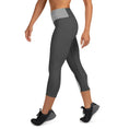 Load image into Gallery viewer, Waistband Yoga Capri Leggings with Pocket - Gray and White - Personal Hour for Yoga and Meditations
