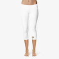 Load image into Gallery viewer, White Yoga Print Capri Leggings - Personal Hour for Yoga and Meditations
