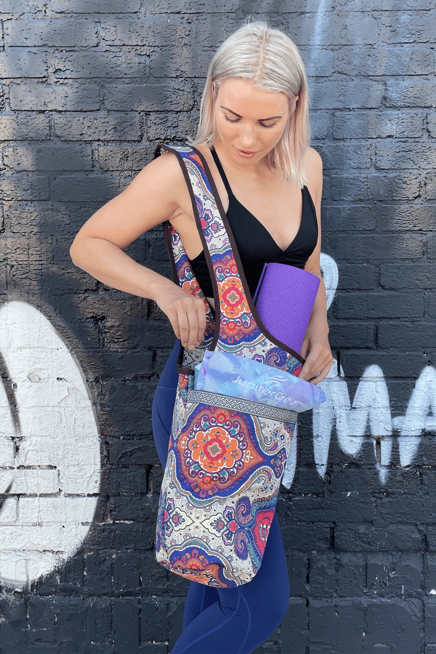 Yoga Mat Carrying Tote Bag with Large Pockets - Personal Hour for Yoga and Meditations