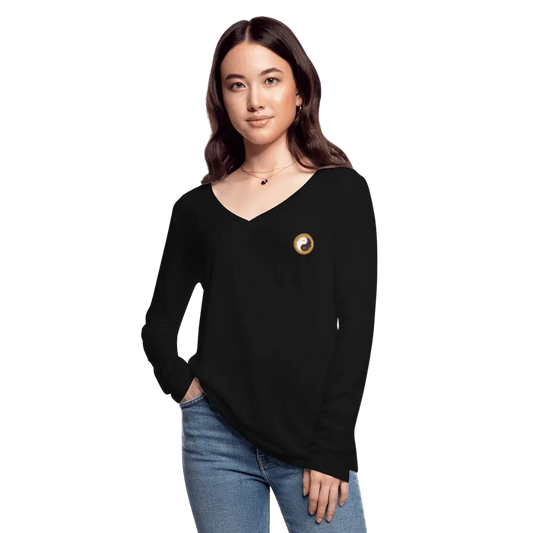 Yoga Women’s Long Sleeve  V-Neck Flowy Tee - Personal Hour for Yoga and Meditations