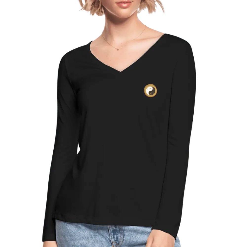 Yoga Women’s Long Sleeve  V-Neck Flowy Tee - Personal Hour for Yoga and Meditations