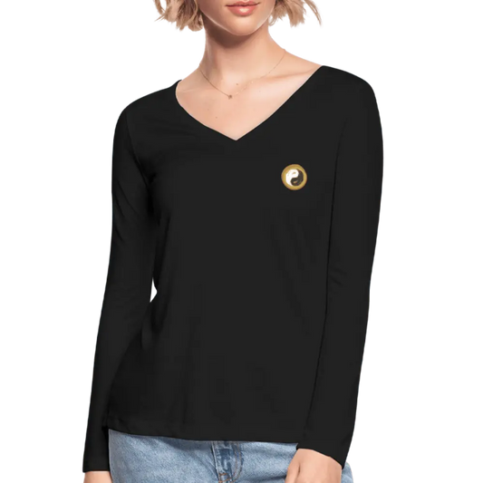 Yoga Women’s Long Sleeve  V-Neck Flowy Tee - Personal Hour for Yoga and Meditations