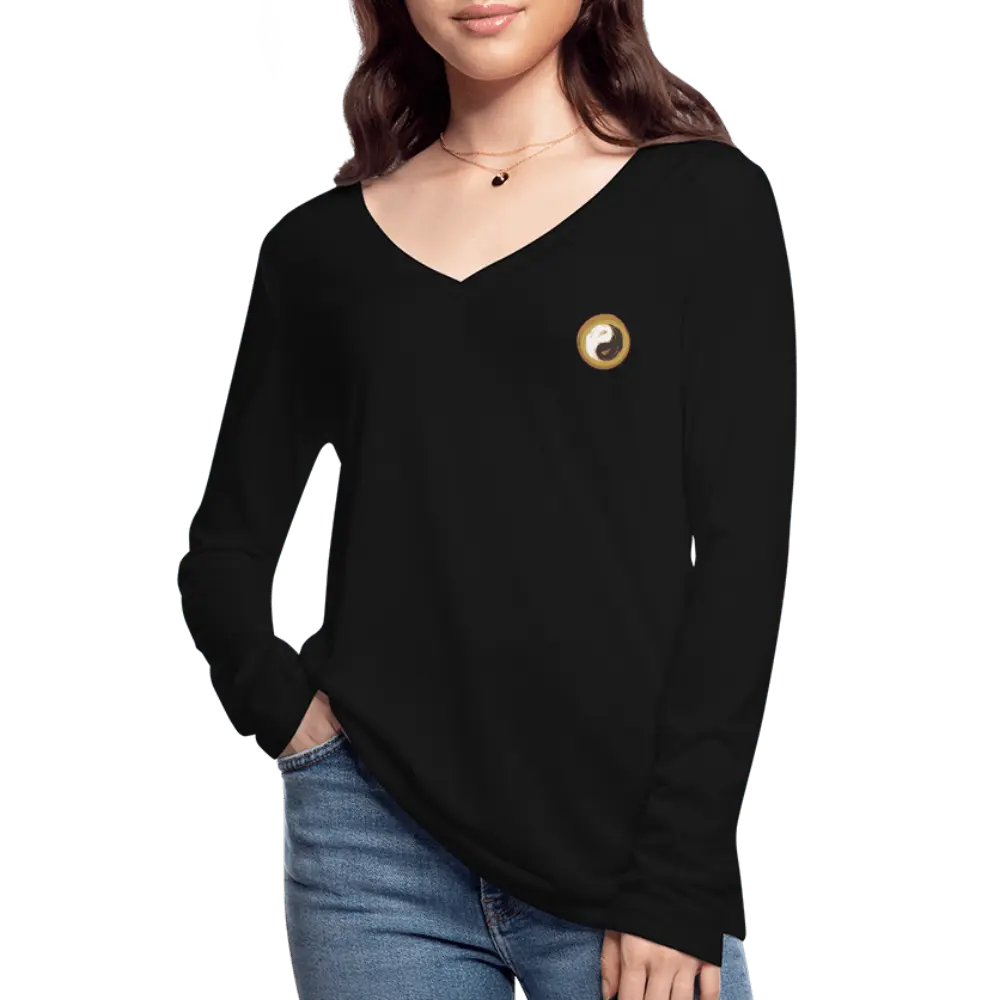 Yoga Women’s Long Sleeve  V-Neck Flowy Tee - Personal Hour for Yoga and Meditations