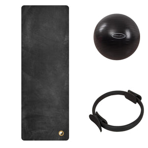 Open image in slideshow, Studio Pilates Accessories Bundle -  PersonalHour Rubber Yoga Mat + Pilates Ring + Pilates Ball - Personal Hour for Yoga and Meditations 
