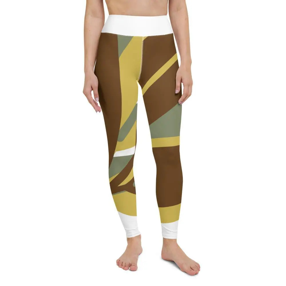 comfortable yoga leggings - personal hour style - green and brown - Personal Hour for Yoga and Meditations