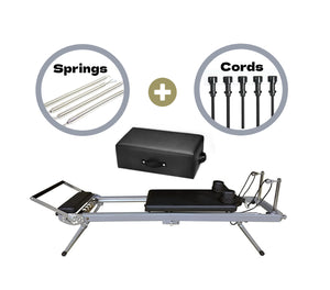TuT Enhanced Two in One Springs and Cords Foldable Pilates Reformer Machine With Pilates Box - Personal Hour for Yoga and Meditations 