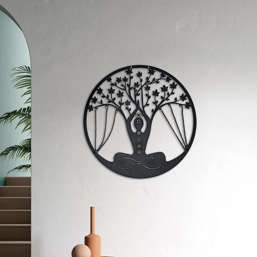 Metal Decor Mandala Wall Art Tree of Life Buddhism Wall Decor for Mediation Room - Personal Hour for Yoga and Meditations 