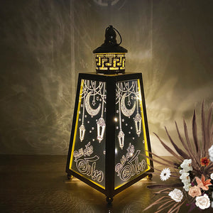 Open image in slideshow, Mirror Wrought Iron Wind Lantern Ramadan Festival Led Decorative Lights - Personal Hour for Yoga and Meditations 
