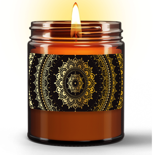 Zen Natural Wax Candle in Amber Jar - 9oz Aromatherapy - Personal Hour for Yoga and Meditations 