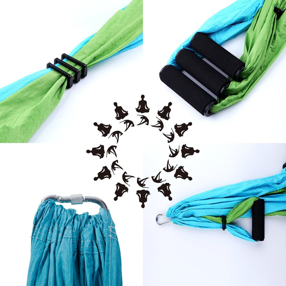 Yoga Hammock Set with Extension belt and Carry Bag Flying Swing Home Gym Hanging Belt - Personal Hour for Yoga and Meditations 