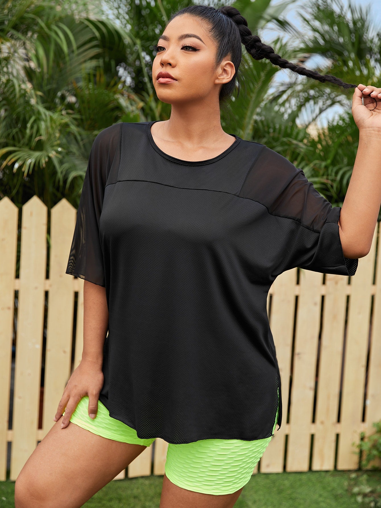 Plus Size Yoga Top - Mesh Sports Tee - Personal Hour for Yoga and Meditations 