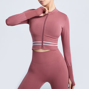 Open image in slideshow, Nylon stretch zipper long sleeve yoga jacket - Personal Hour for Yoga and Meditations 
