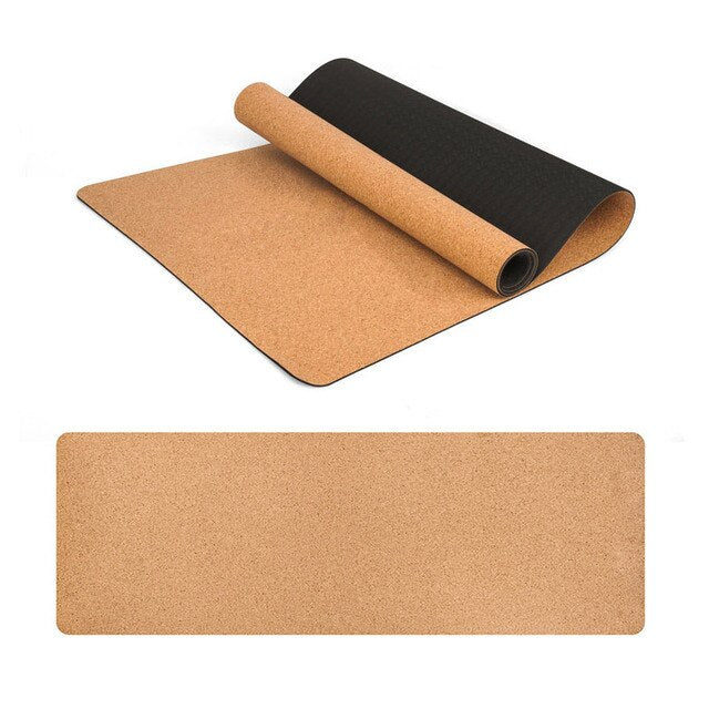 Natural Cork TPE Yoga Mat Fitness- Pilates Exercise Pads Non-Slip Yoga Mats - Personal Hour for Yoga and Meditations 