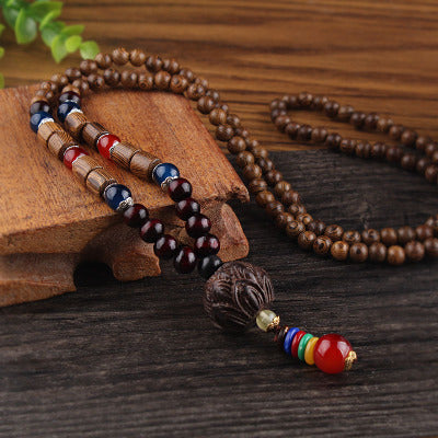 Retro Buddha beads sweater chain - Personal Hour for Yoga and Meditations 