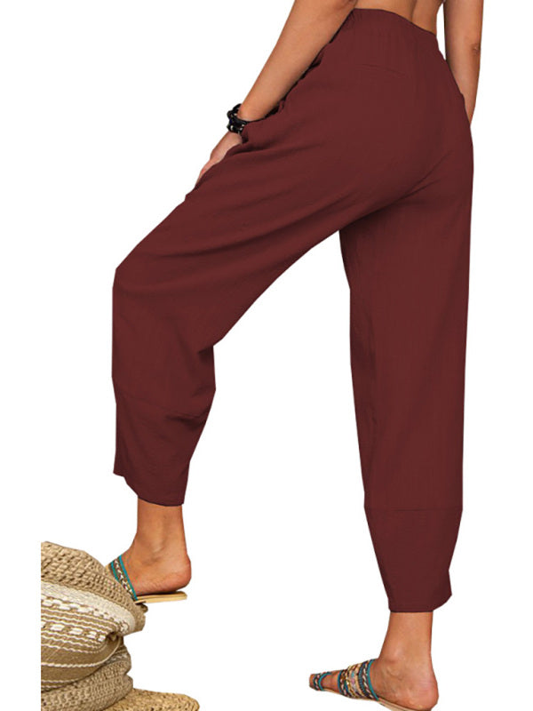Women's Meditation Cotton Loose Pocket Comfy Pants - Personal Hour for Yoga and Meditations 