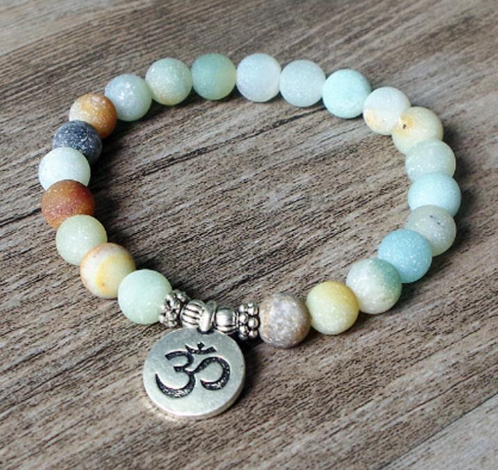 Stone Accessories - Stone Strand Bracelet - Yoga Chakra Mala Bracelet - OM Lotus - Personal Hour for Yoga and Meditations 
