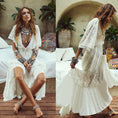 Load image into Gallery viewer, Boho White Maxi Dress- Meditation Cotton Lace Bohemian Dress for Meditation - Personal Hour for Yoga and Meditations 
