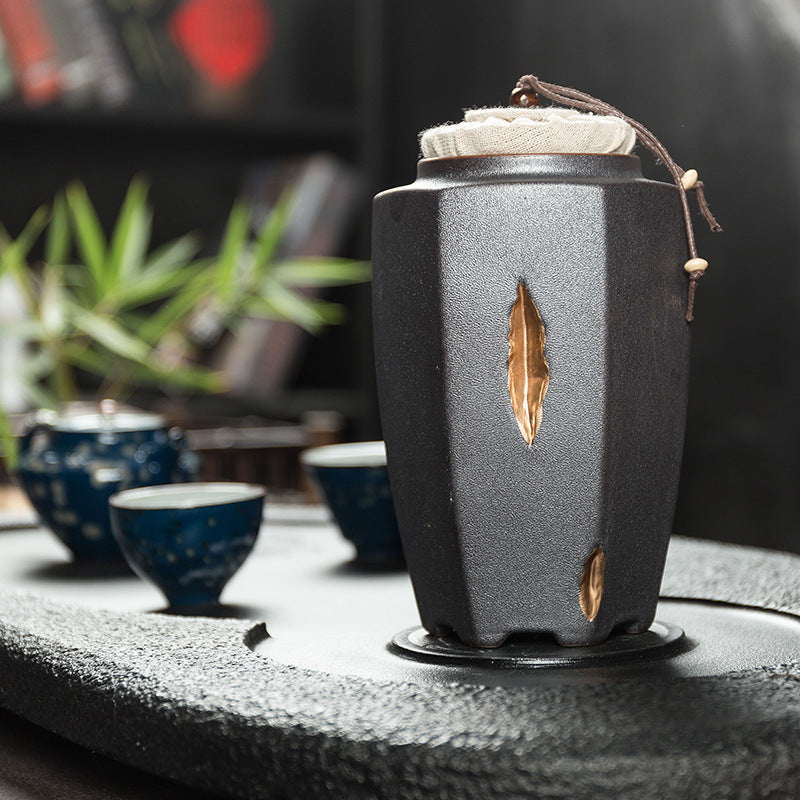 Golden zen - Ceramic Tea pot - Personal Hour for Yoga and Meditations 
