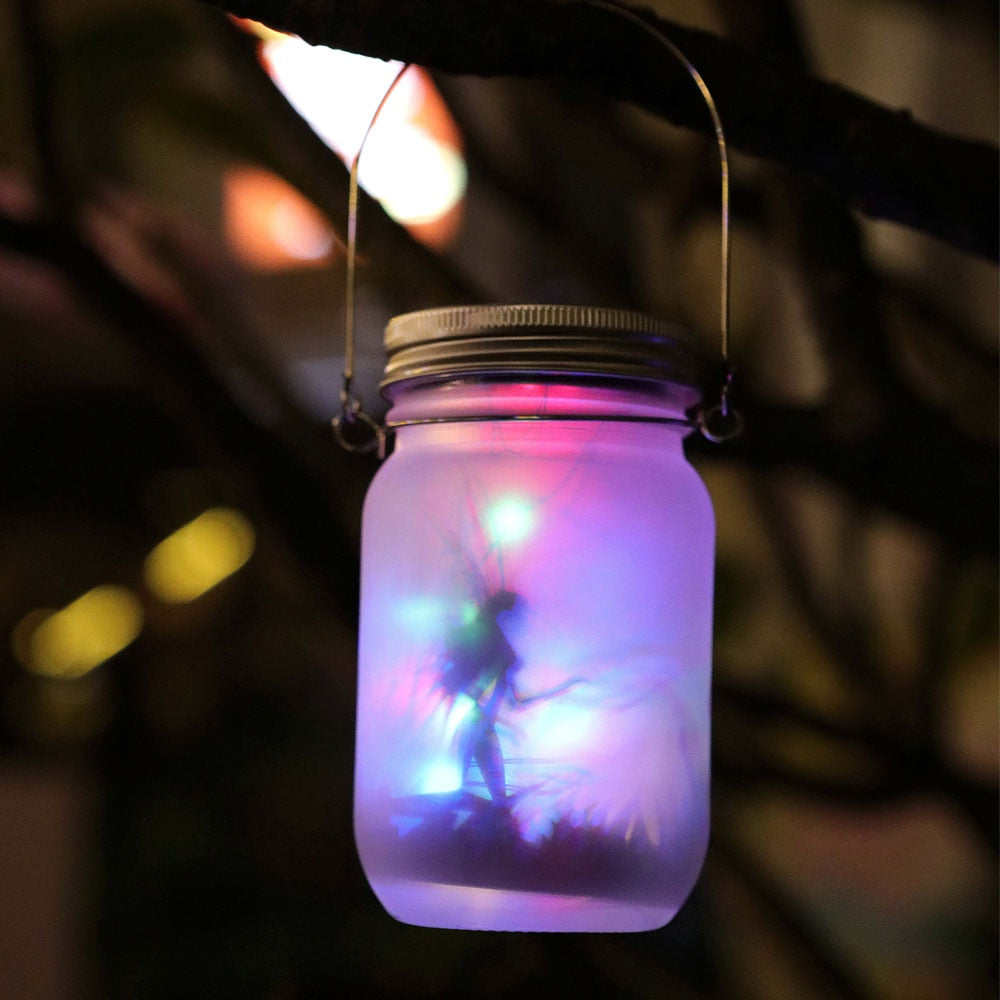 Outdoor Zen Decor Ideas - Solar Light Outdoor Fairy Lantern Hanging Glass Mason Jar - Personal Hour for Yoga and Meditations 