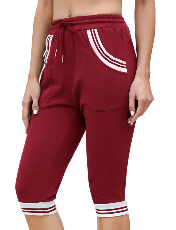 Yoga Threaded Contrast Cropped Pants - Personal Hour for Yoga and Meditations 