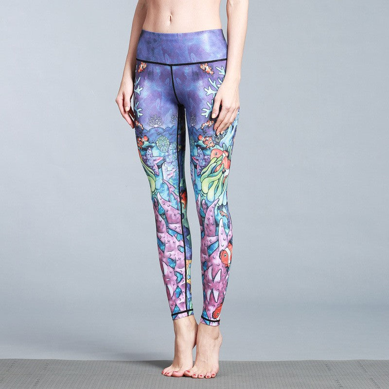 Women's Outdoor Sport Yoga Printed Leggings - Personal Hour for Yoga and Meditations 