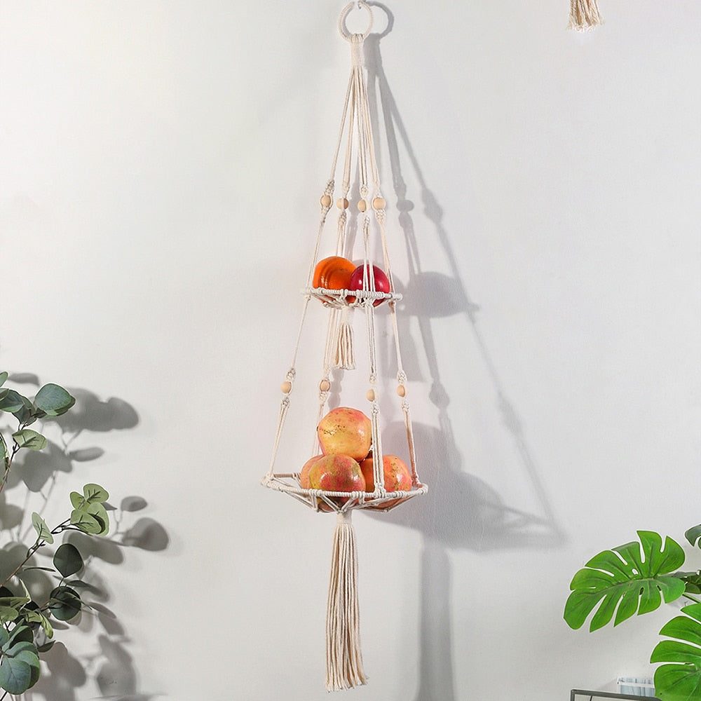 Boho Decor - 3 Tier Macrame Hanging Basket - Zen Ideas - Personal Hour for Yoga and Meditations 